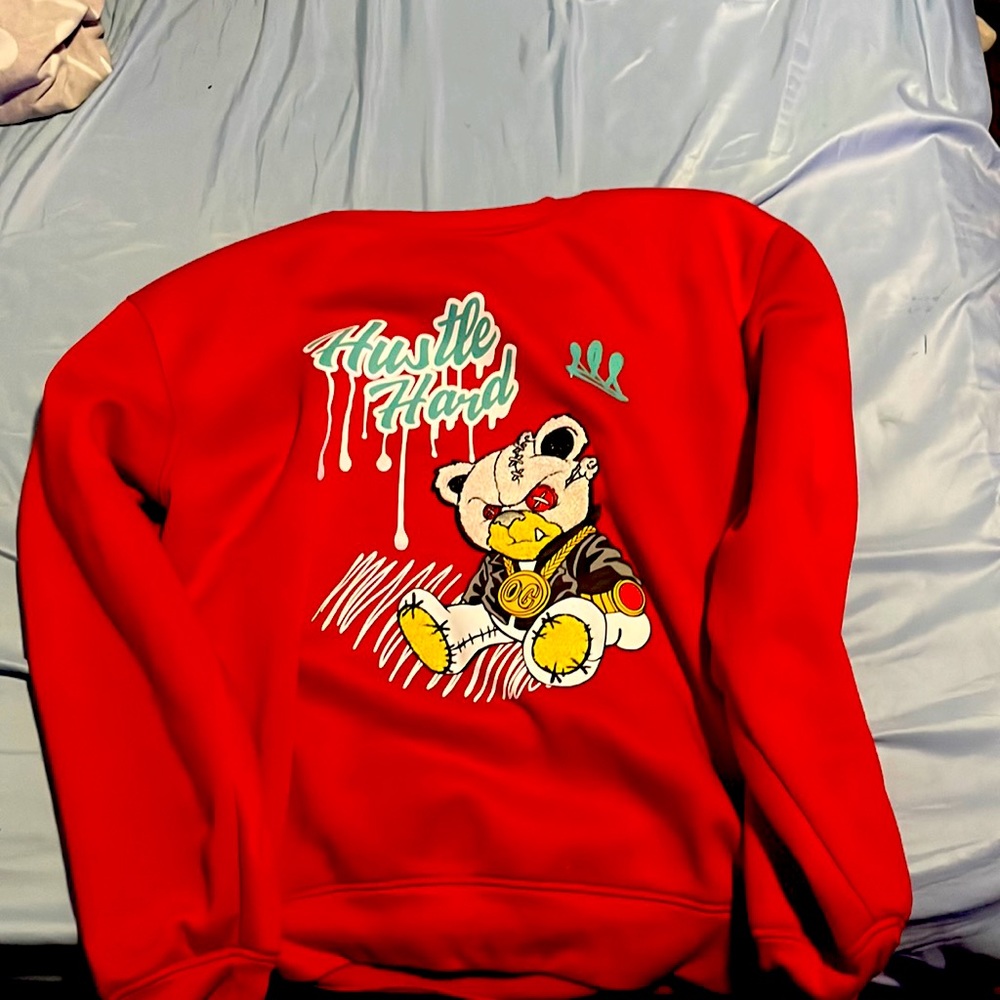 Red and black sweatshirt